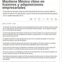 Mantiene Mxico ritmo en fusiones y adquisiciones empresariales